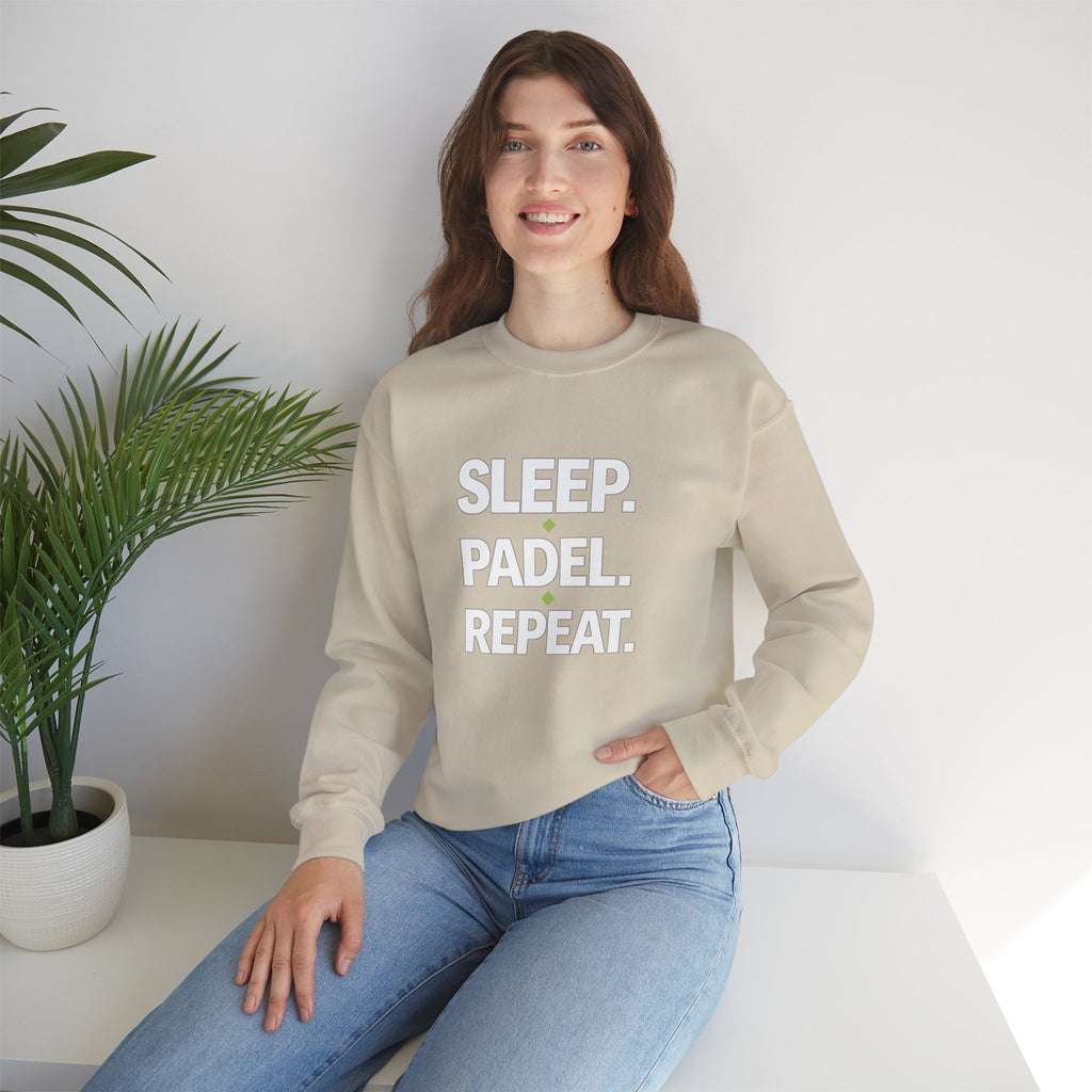 Padel Crewneck Sweatshirt — "Sleep. Padel. Repeat." Casual Sports Pullover