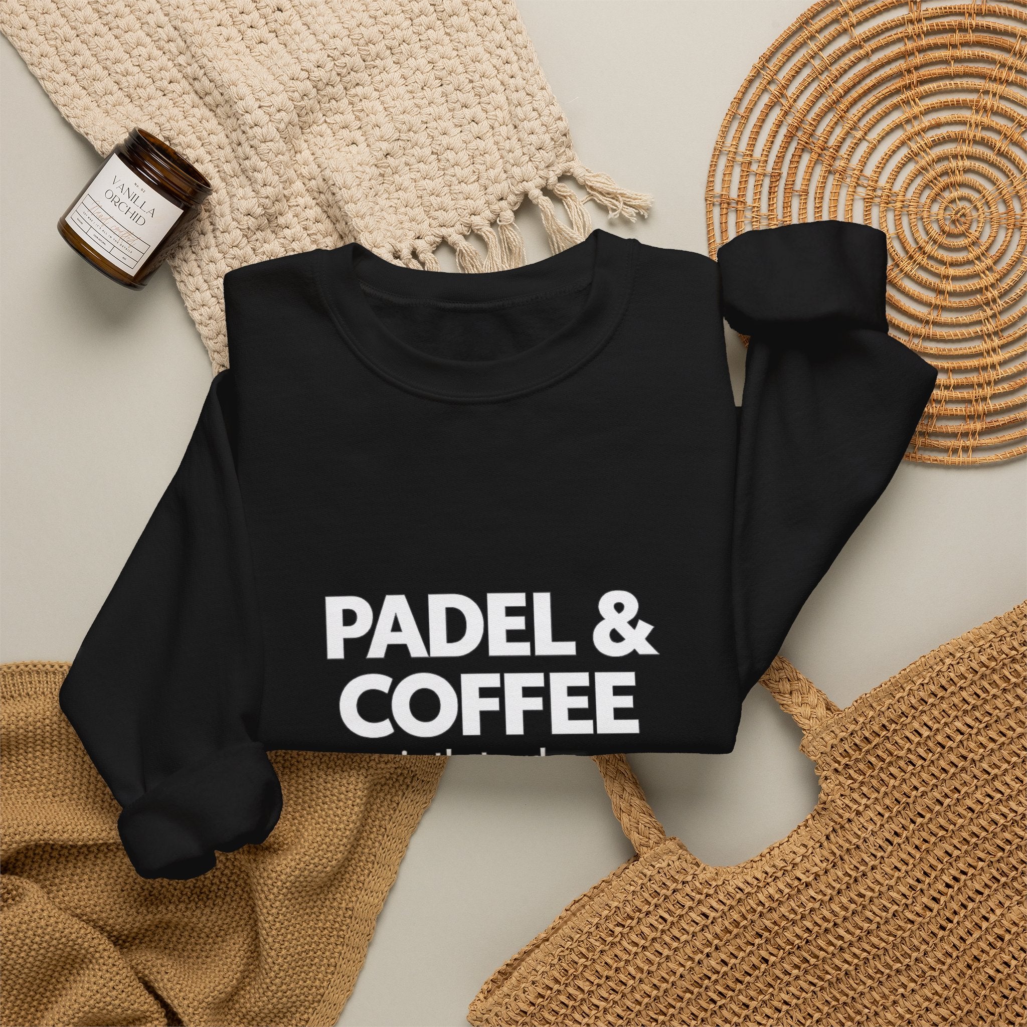 Padel & Coffee Crewneck Sweatshirt — "Padel & Coffee in that order." Cozy Athleisure Gift for Padel Players