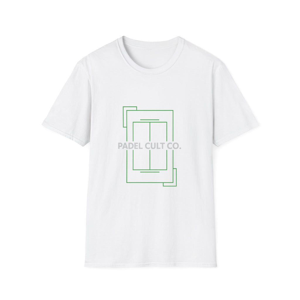 Padel Cult Co. Minimal Graphic T‑Shirt — Modern Padel Court Logo Tee
