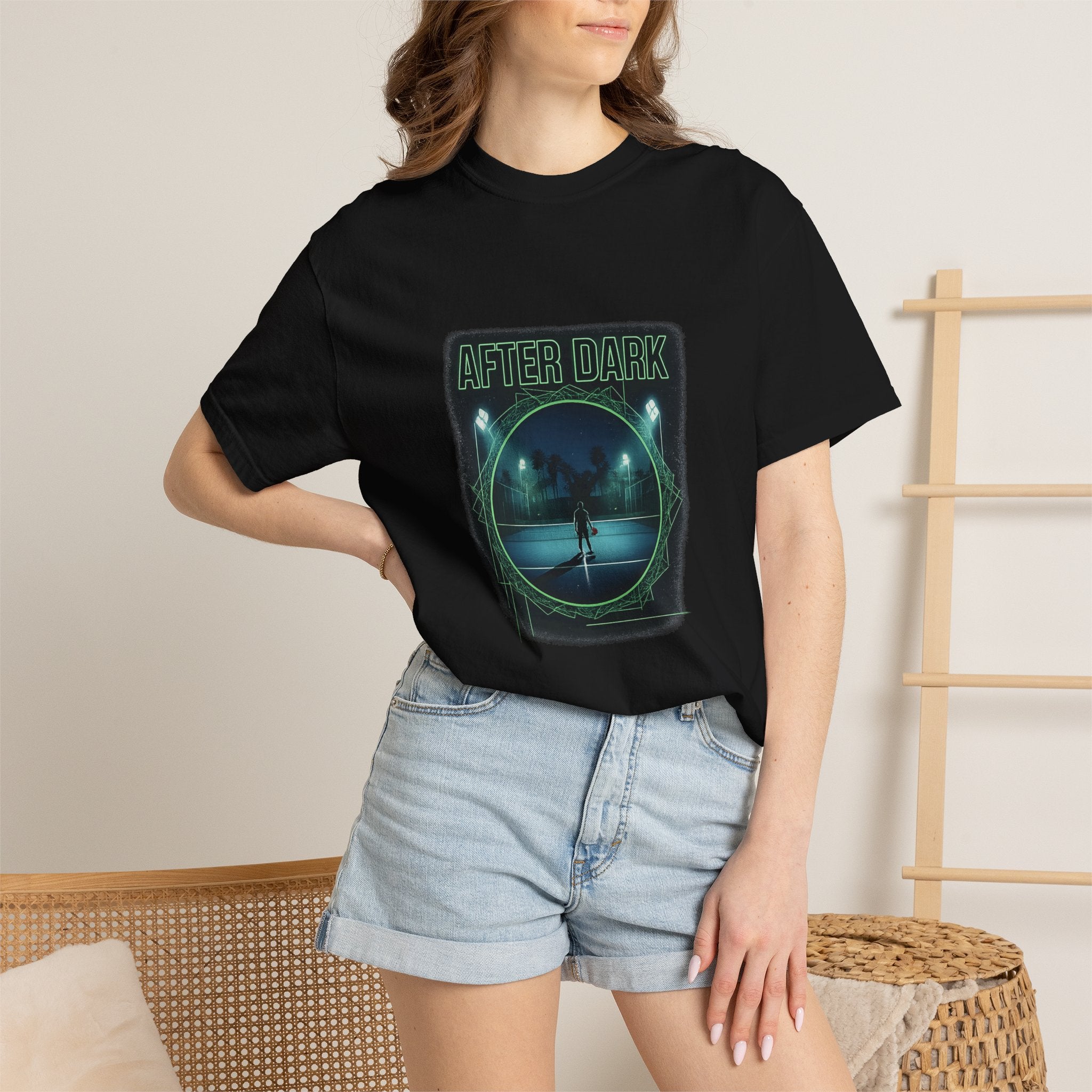 After Dark Nightscape T-Shirt — Retro Padel Tennis Graphic Tee