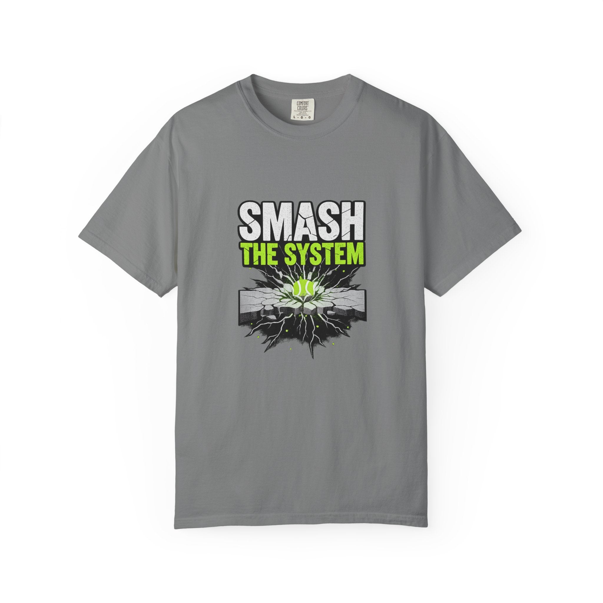 Smash the System T-Shirt — Padel Tennis Graphic Tee with Green Burst