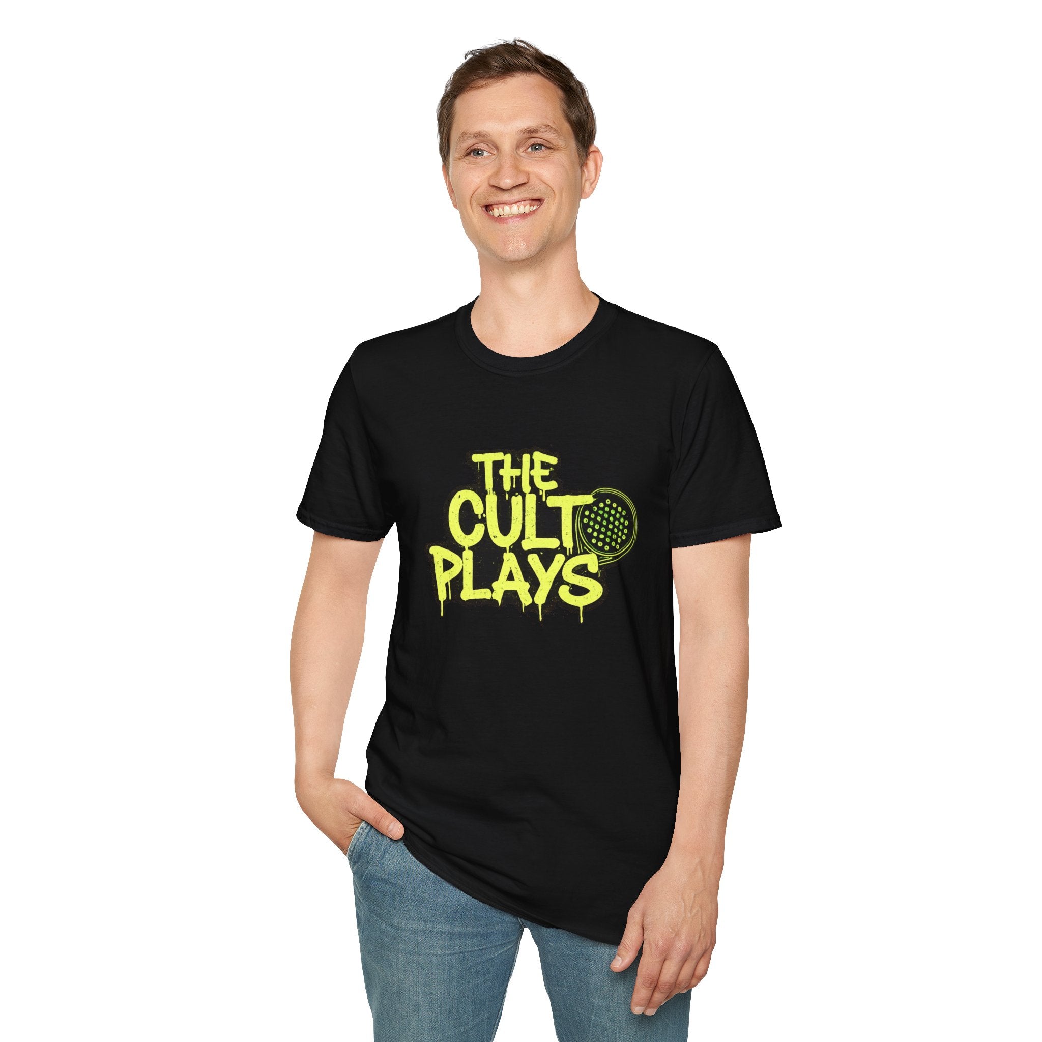 The Cult Plays Graphic T‑Shirt — Retro Neon Padel Design