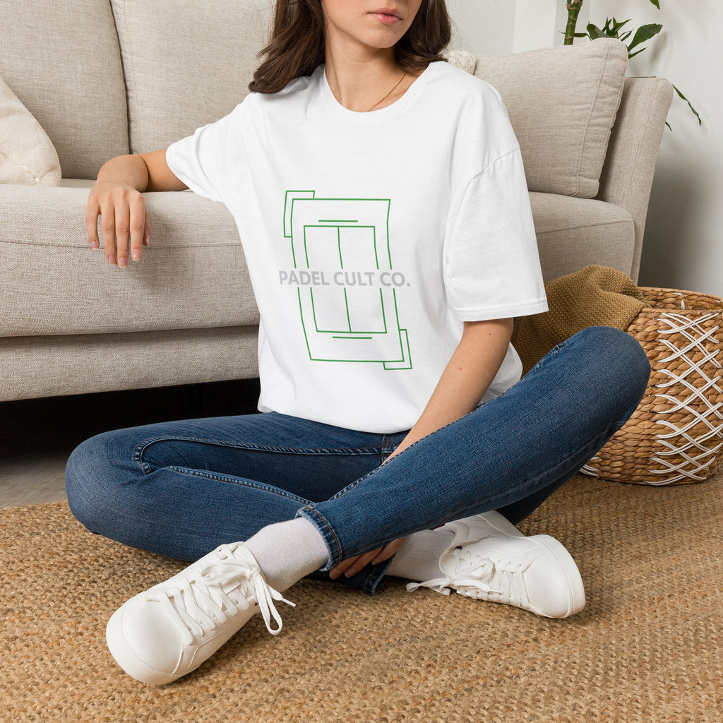 Padel Cult Co. Minimal Graphic T‑Shirt — Modern Padel Court Logo Tee