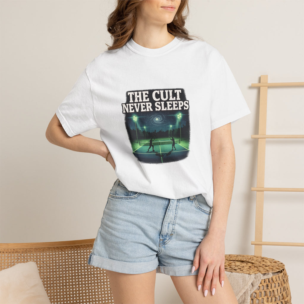The Cult Never Sleeps T-Shirt — Retro Nightscape Tee