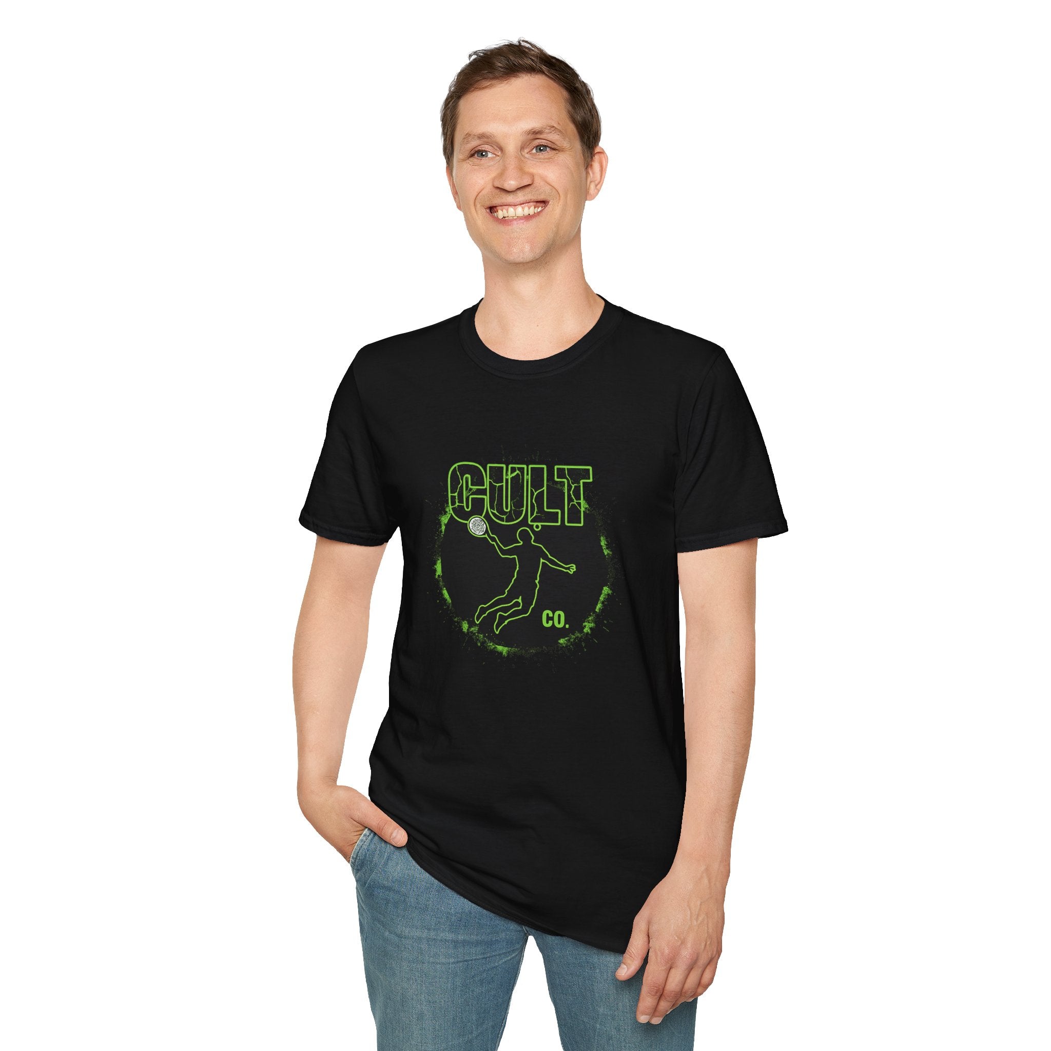Cult Co. padel T-Shirt — Retro Neon Padel Player Graphic Tee
