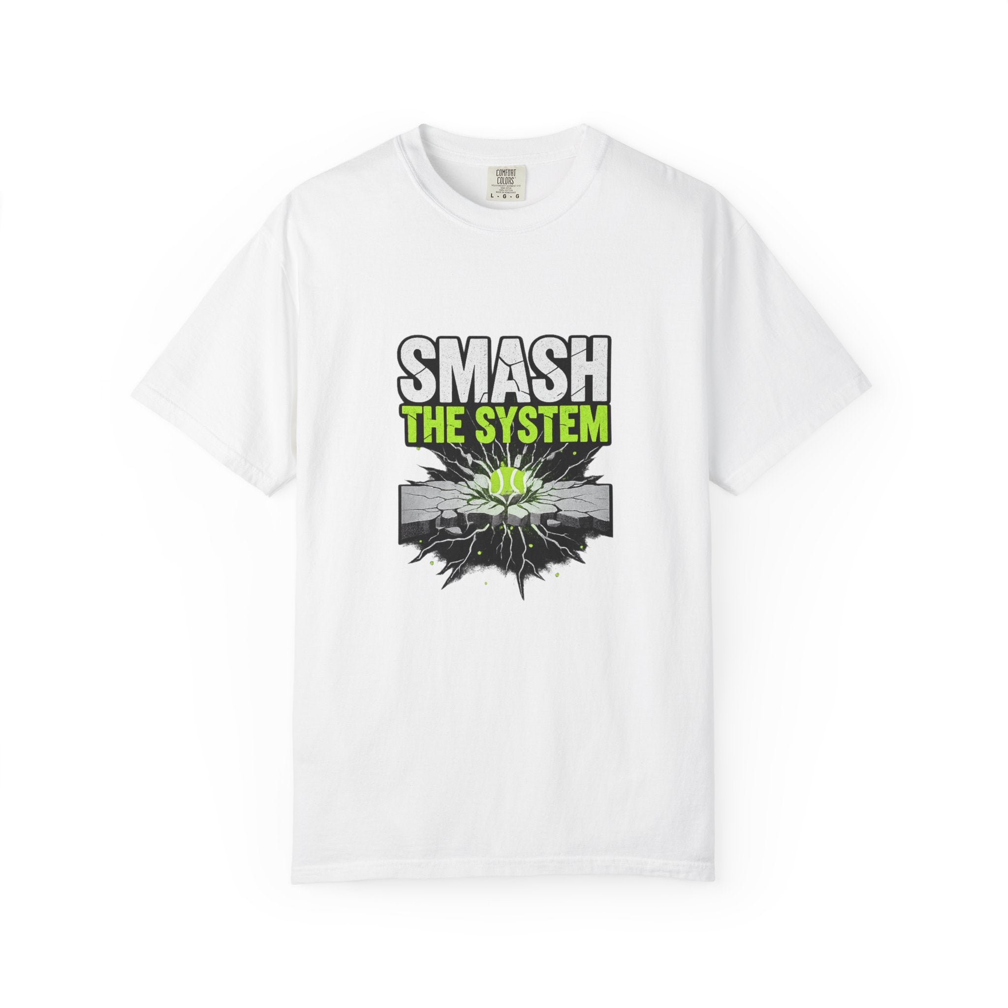 Smash the System T-Shirt — Padel Tennis Graphic Tee with Green Burst