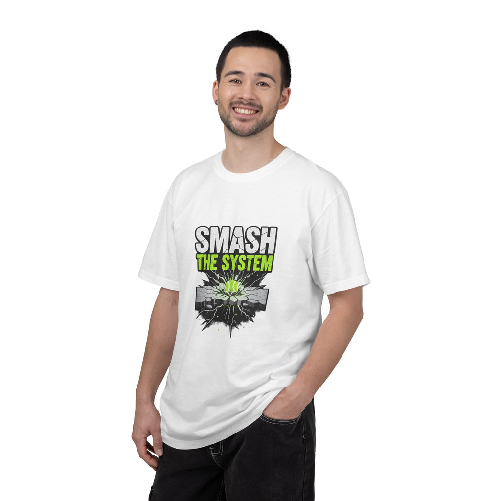 Smash the System T-Shirt — Padel Tennis Graphic Tee with Green Burst