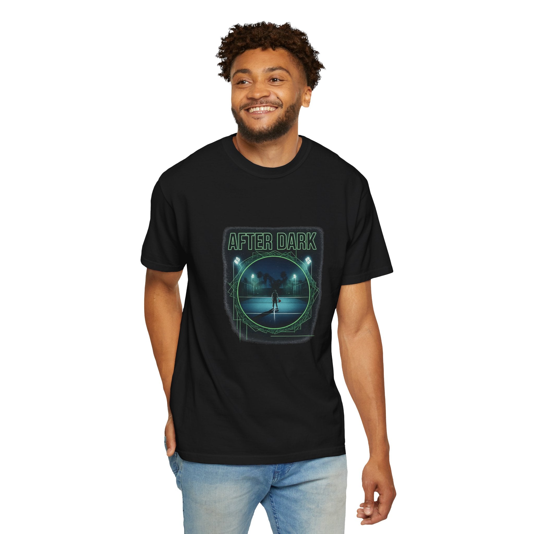 After Dark Nightscape T-Shirt — Retro Padel Tennis Graphic Tee