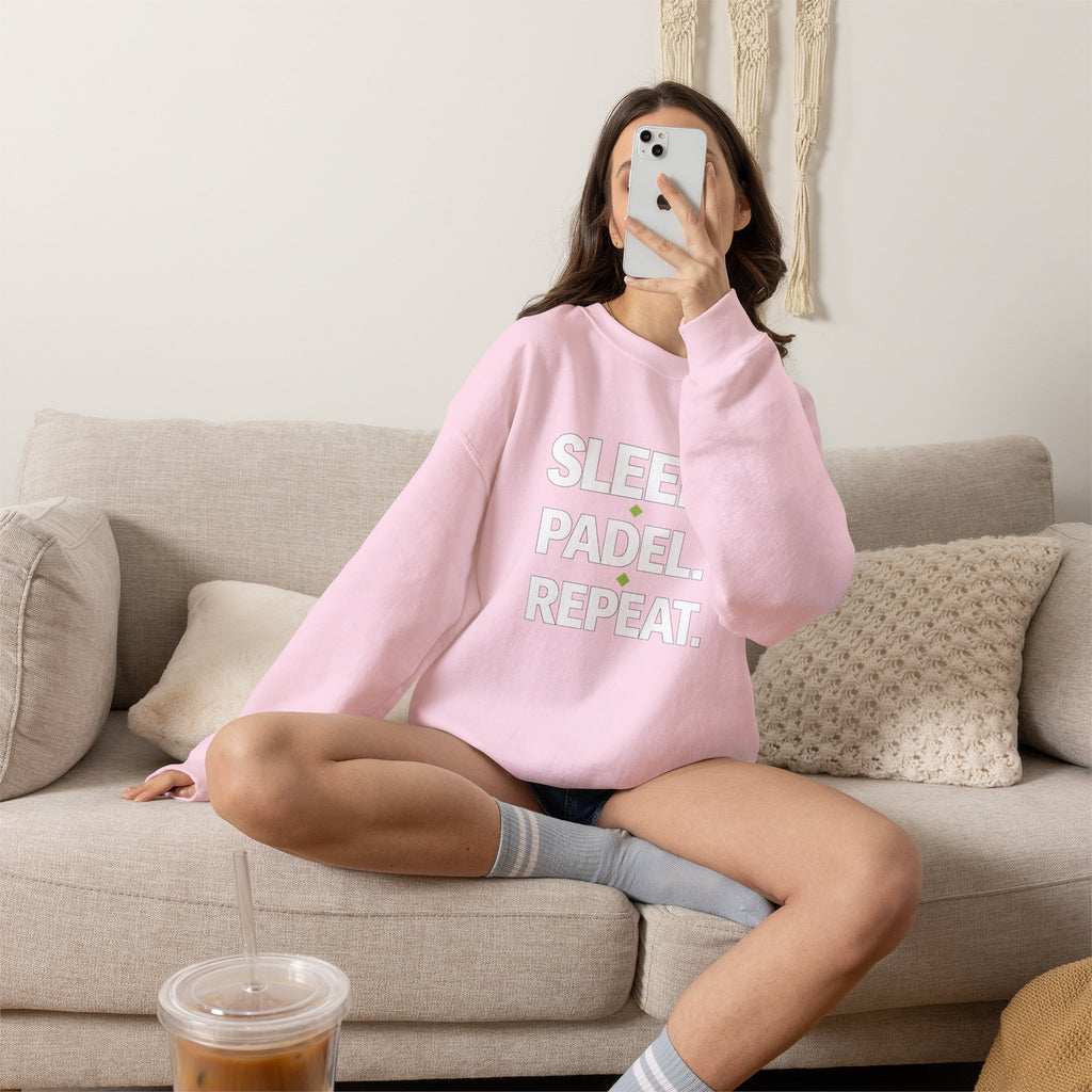 Padel Crewneck Sweatshirt — "Sleep. Padel. Repeat." Casual Sports Pullover