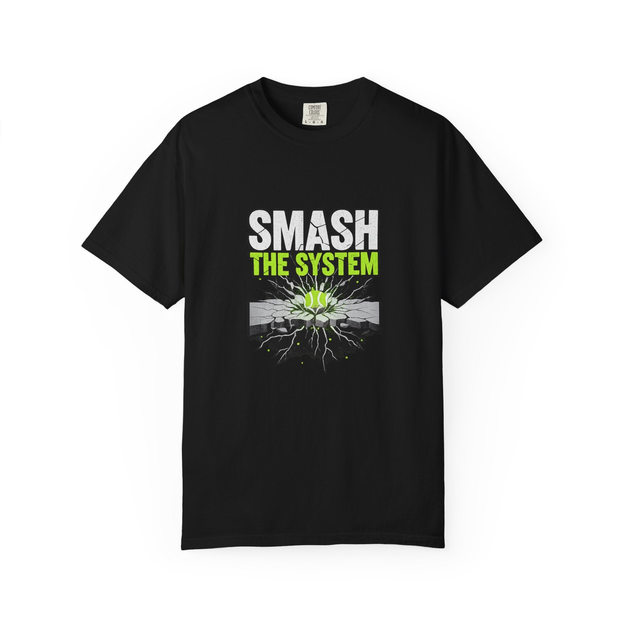 Smash the System T-Shirt — Padel Tennis Graphic Tee with Green Burst