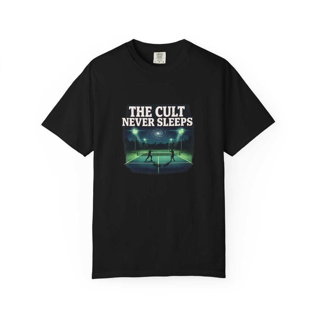 The Cult Never Sleeps T-Shirt — Retro Nightscape Tee