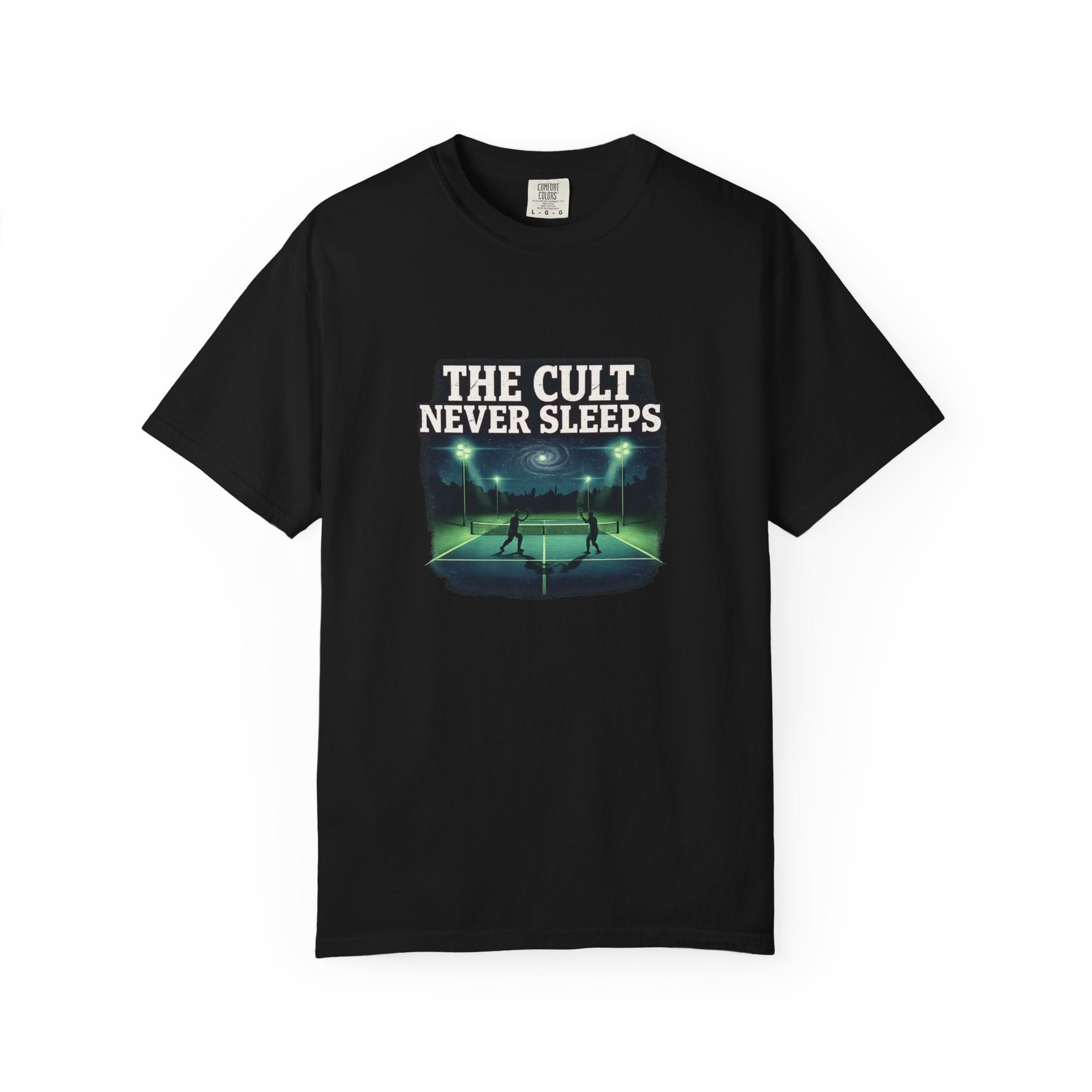 The Cult Never Sleeps T-Shirt — Retro Nightscape Tee