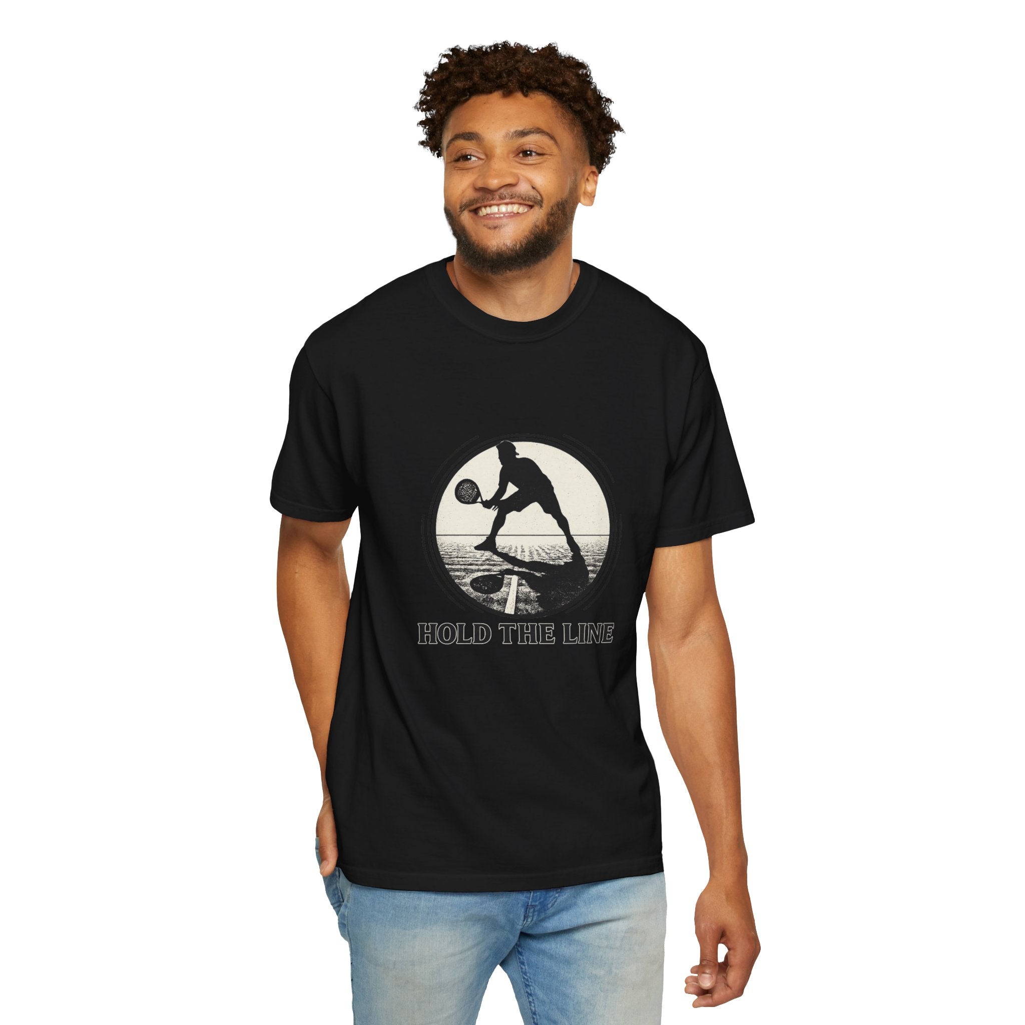 Hold The Line Padel Tennis T-Shirt — Vintage Player Silhouette Tee