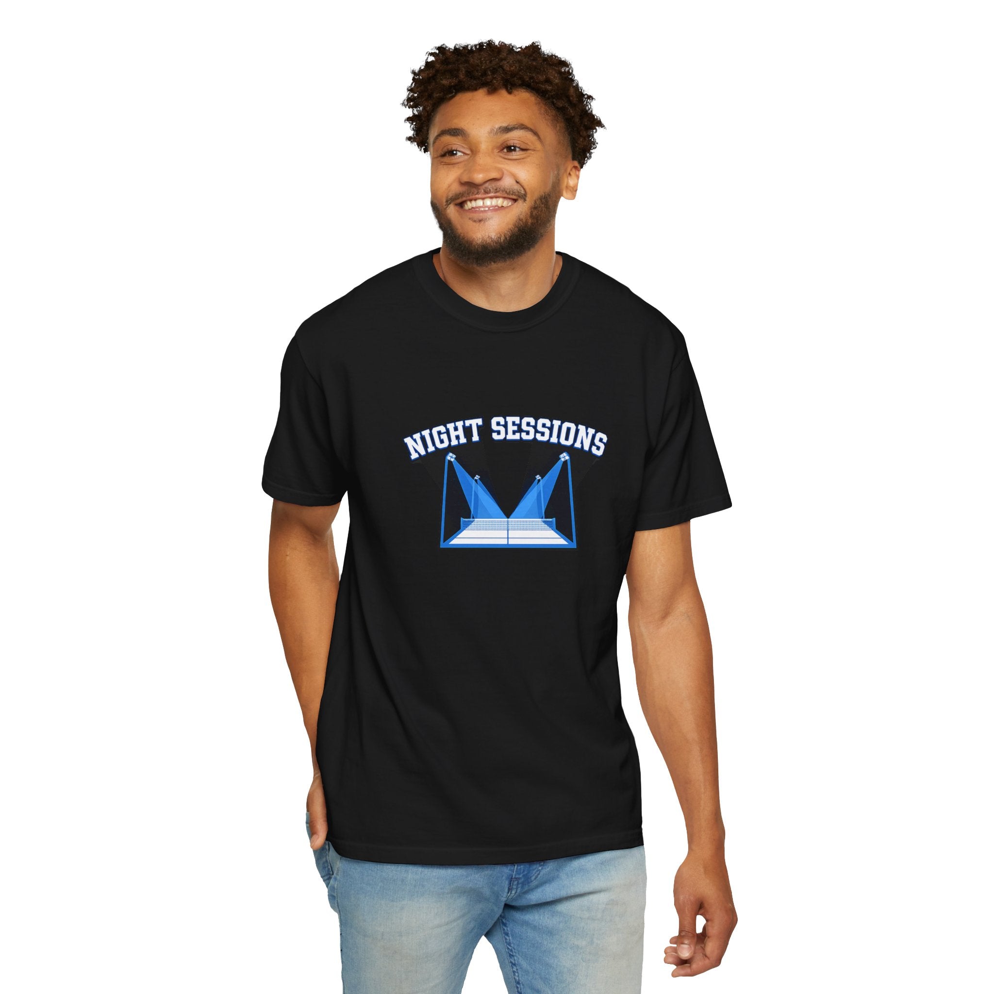 Night Sessions T‑Shirt — Blue Stage Lights Graphic Tee