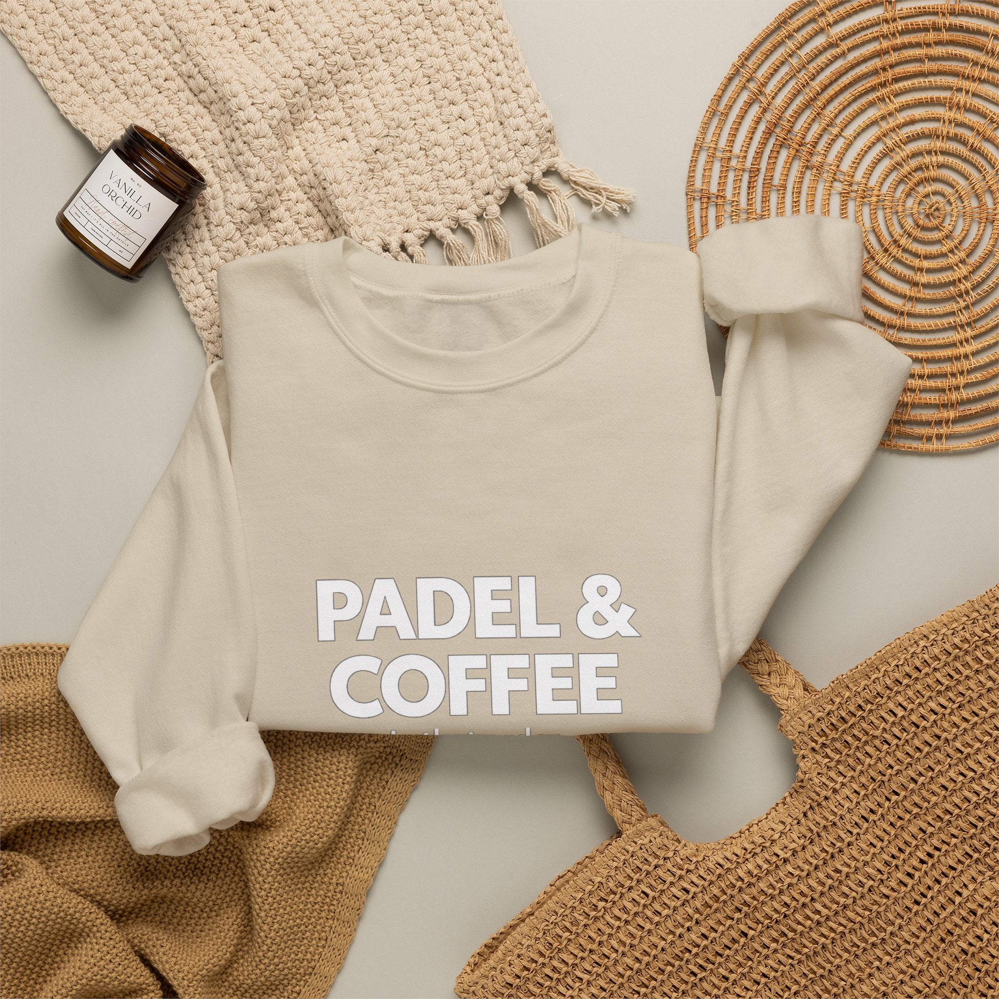 Padel & Coffee Crewneck Sweatshirt — "Padel & Coffee in that order." Cozy Athleisure Gift for Padel Players
