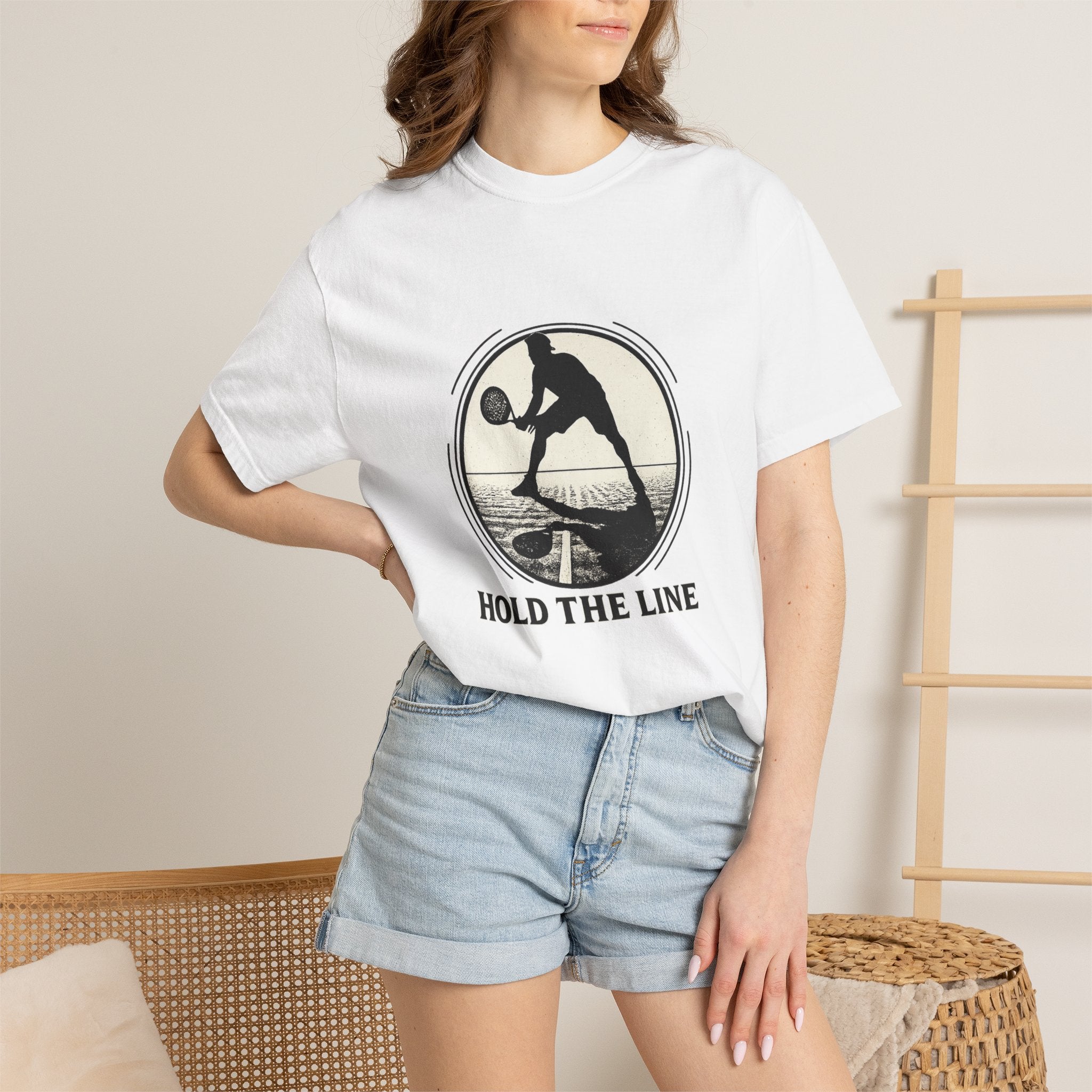 Hold The Line Padel Tennis T-Shirt — Vintage Player Silhouette Tee