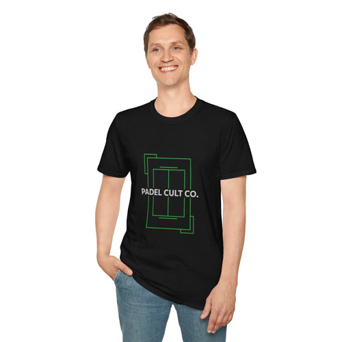 Padel Cult Co. Minimal Graphic T‑Shirt — Modern Padel Court Logo Tee